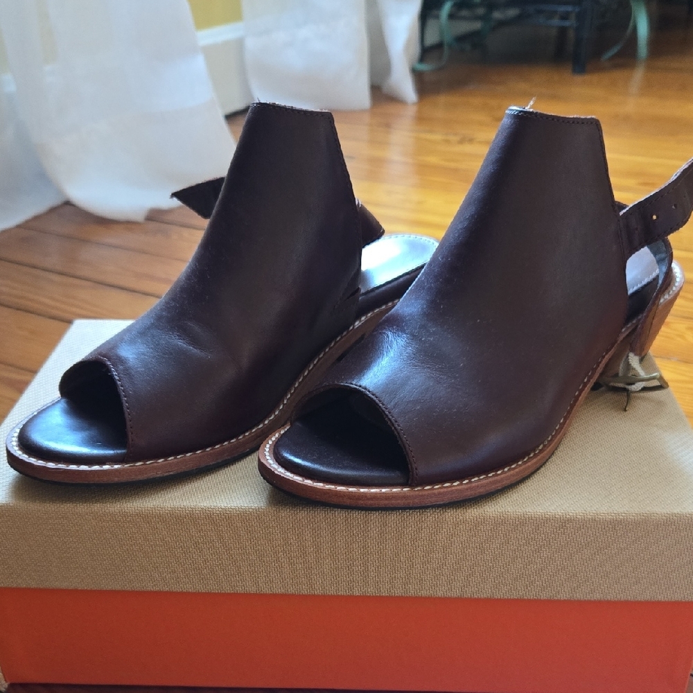 Portland Leather Dark Maroon Open-Toe Women's Shoes